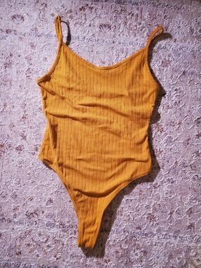 Ardene Mustard Yellow Ribbed Bodysuit